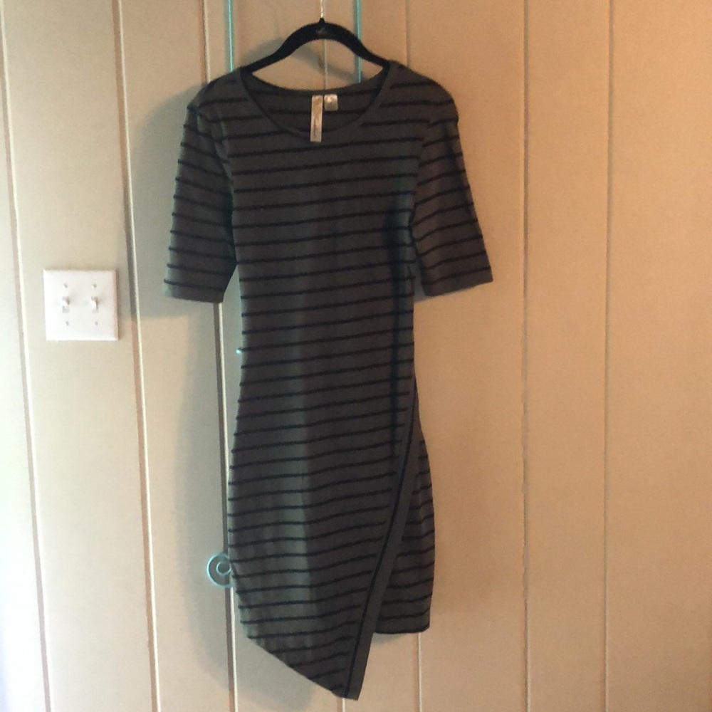 Woman’s Green with Black Strip Body Dress